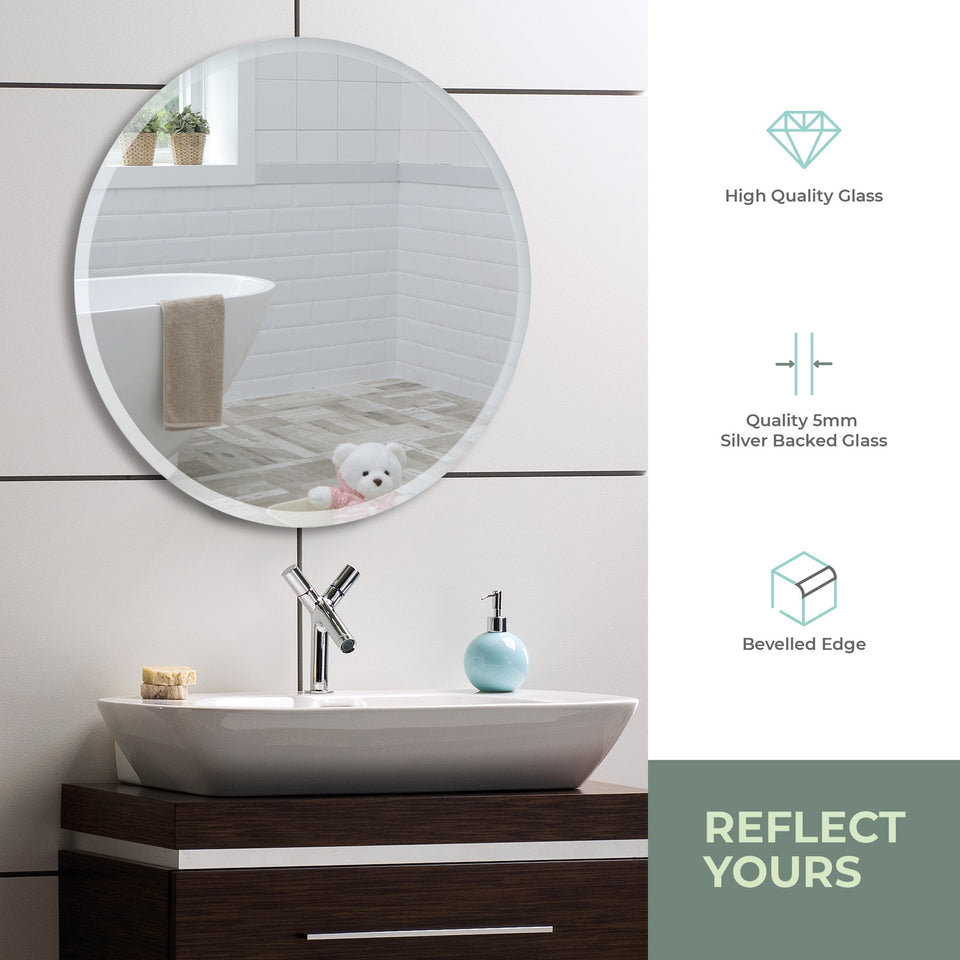 Copy of Rachel Round Bathroom Wall Mirror 2 Sizes 40Hx40Wcm and 60Hx60Wcm