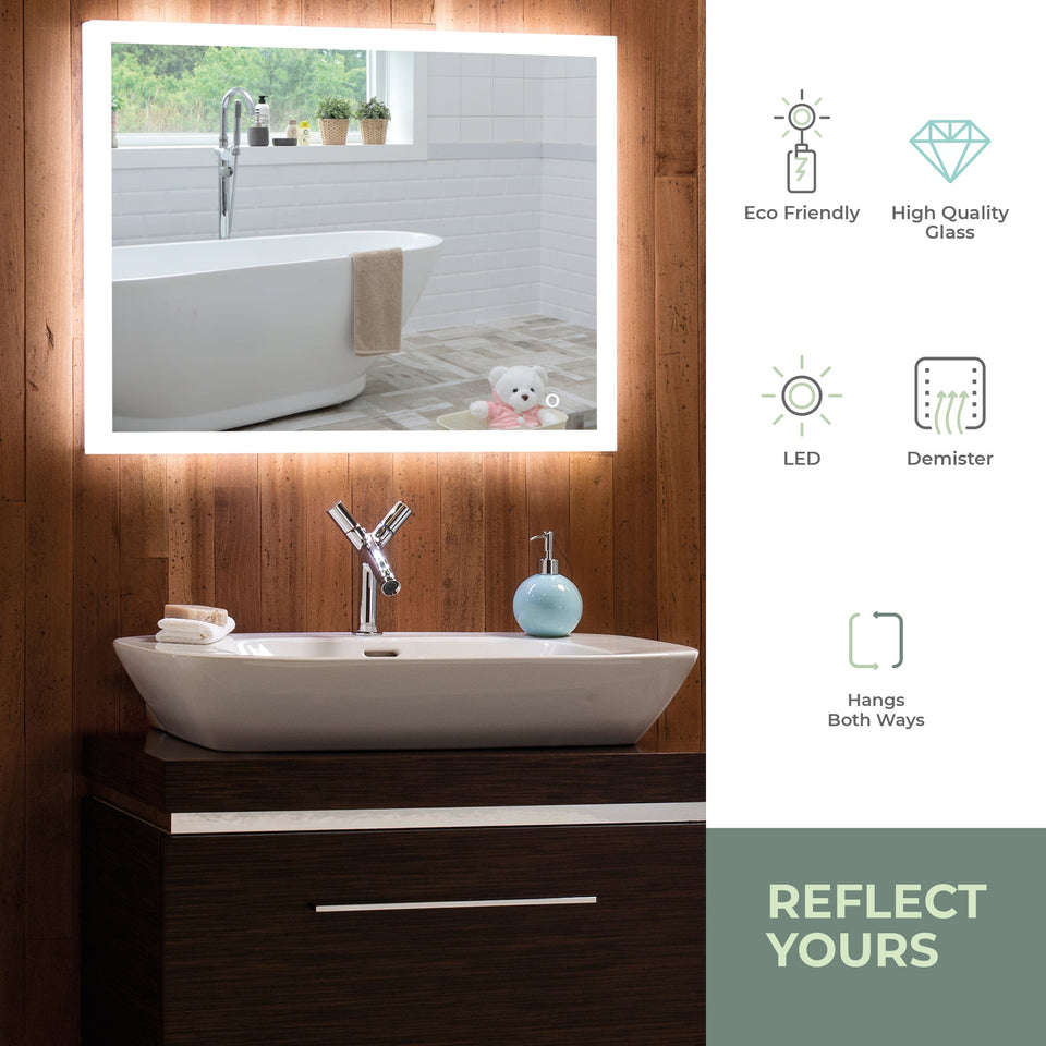 Copy of Aquarius LED Illuminated Bathroom Mirror Size-60HX80WX5.5Dcm (Reversible) YJ2538H